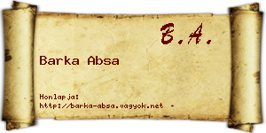 Barka Absa névjegykártya